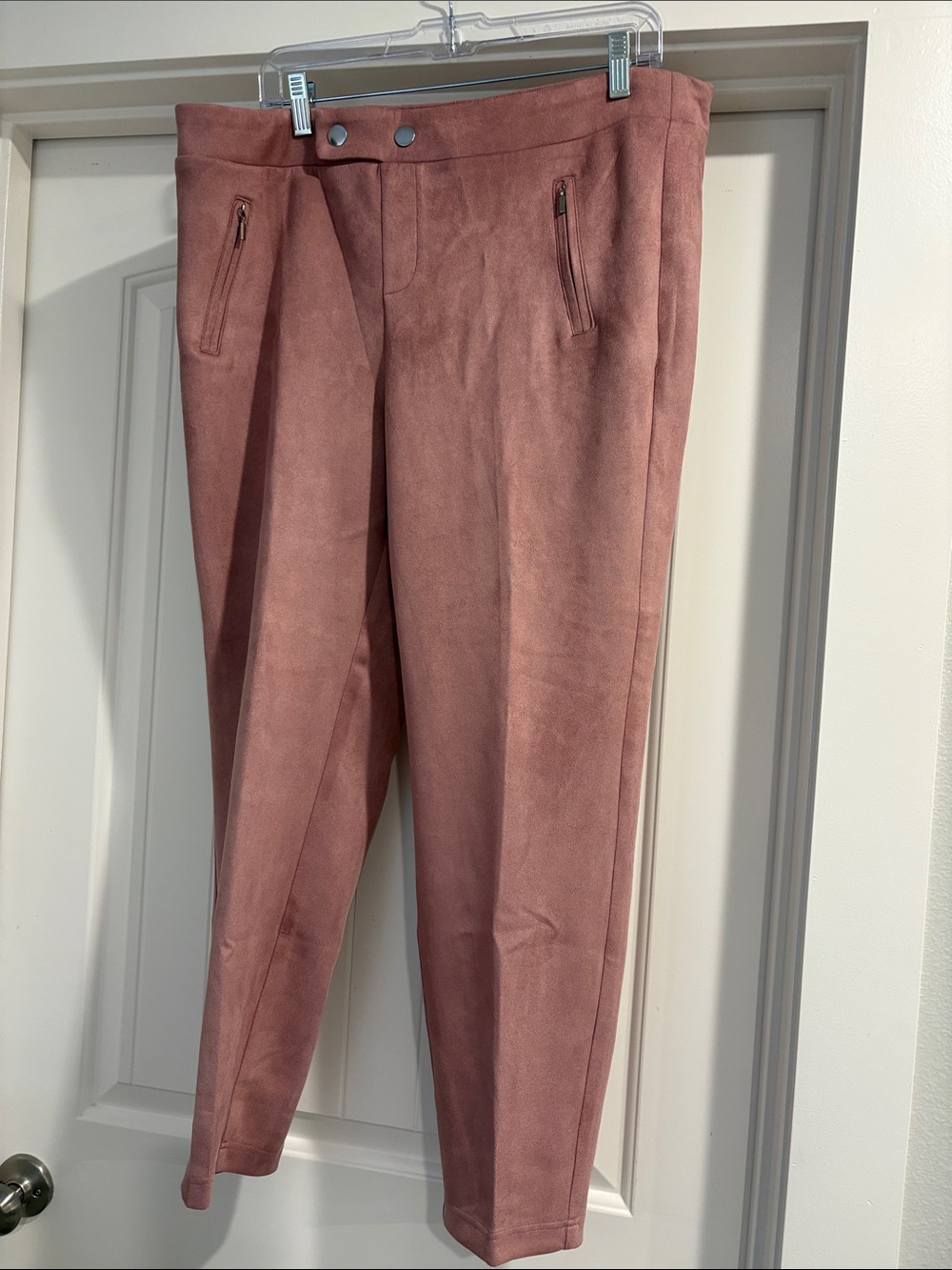 Soho Apparel Women's Suede-Look Tapered Pants in Dusty Rose